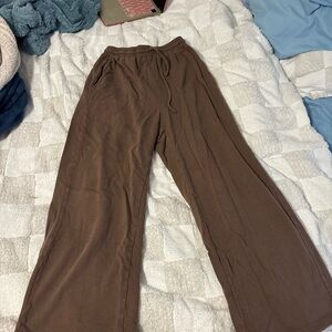 Brown Wide-Leg Lounge Pants